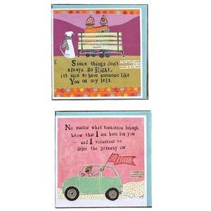 2 Curly‎ Girl Greeting Cards Funny Thankful Best Friends Friendship Support